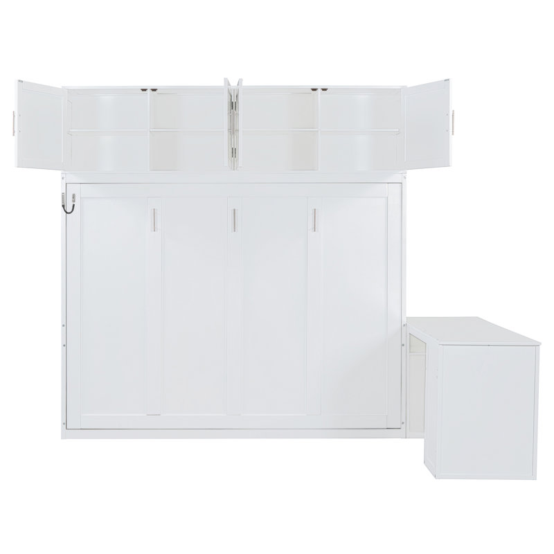 Grand lit escamotable mural avec bureau et grand rangement