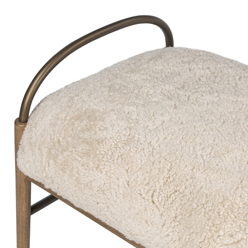 Demi Upholstered Bench, Beige Shearling