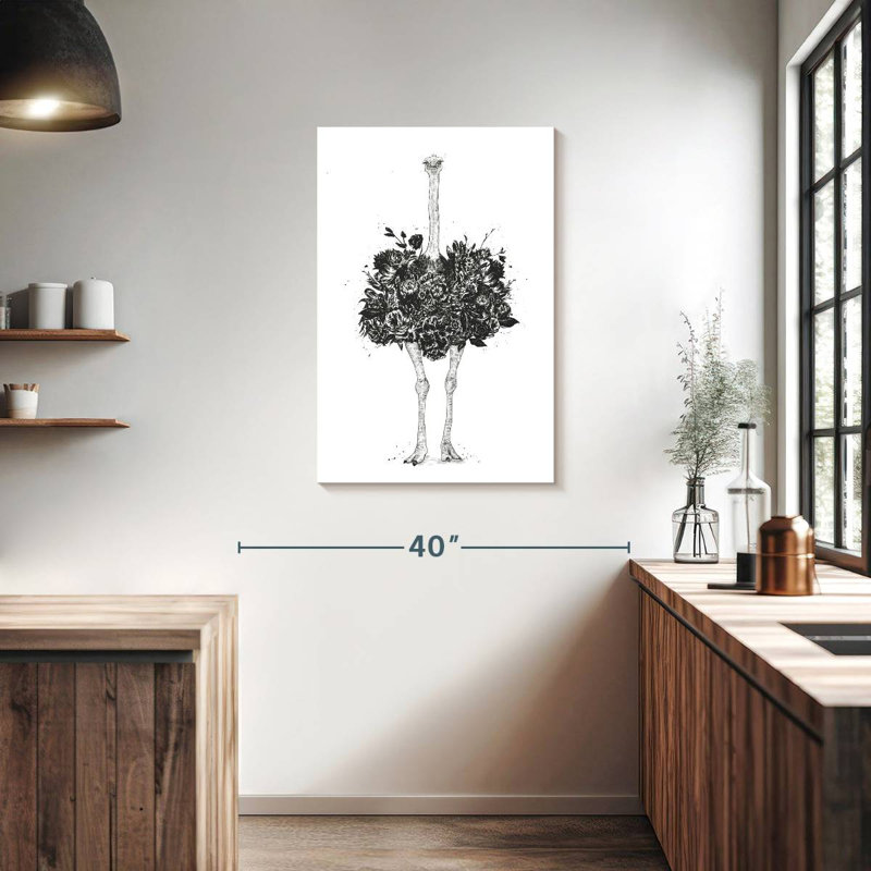 Brampt Floral Ostrich, 36" H x 24" W