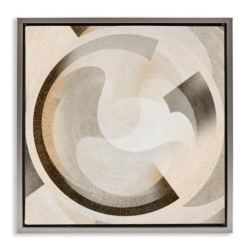Art mural rond sur toile flottante neutre à arches rondes par Noah Bay, Cadre flottant gris lustré, H 25 po x l 25 po