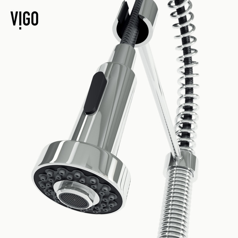 Edison 19" H 1-handle Pull-Down 2-Function Sprayer Kitchen Faucet, Stainless Steel, With Soap Dispenser