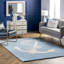 Tapis bleu / blanc en laine touffeté à la main Mather-2086668978