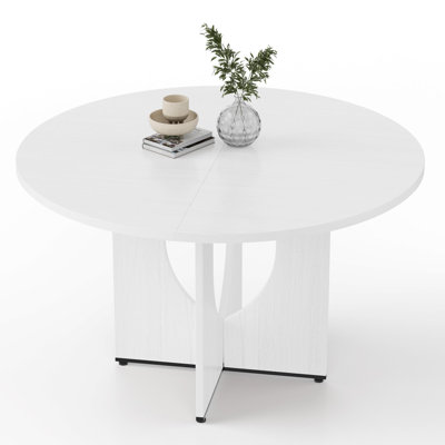 47 Inch Round Dining Table for 4-6 People, Modern Farmhouse Kitchen Table