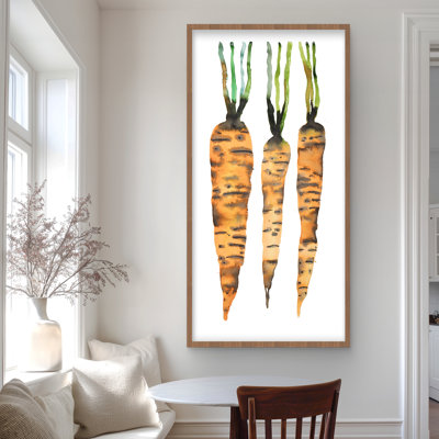 Aquarelle carottes - vert, encadré de cuisine