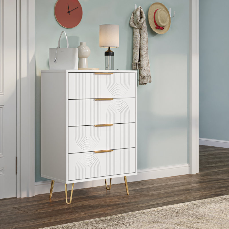24" Modern Nightstand With 4 Drawers