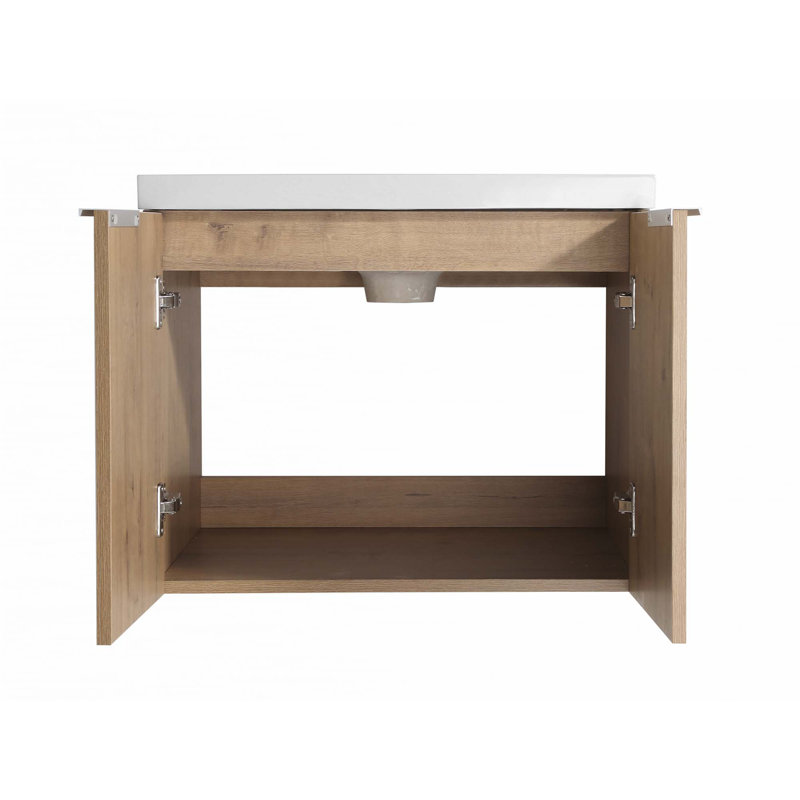 Meuble-lavabo à fixation flottante avec lavabo, Chêne, 24"