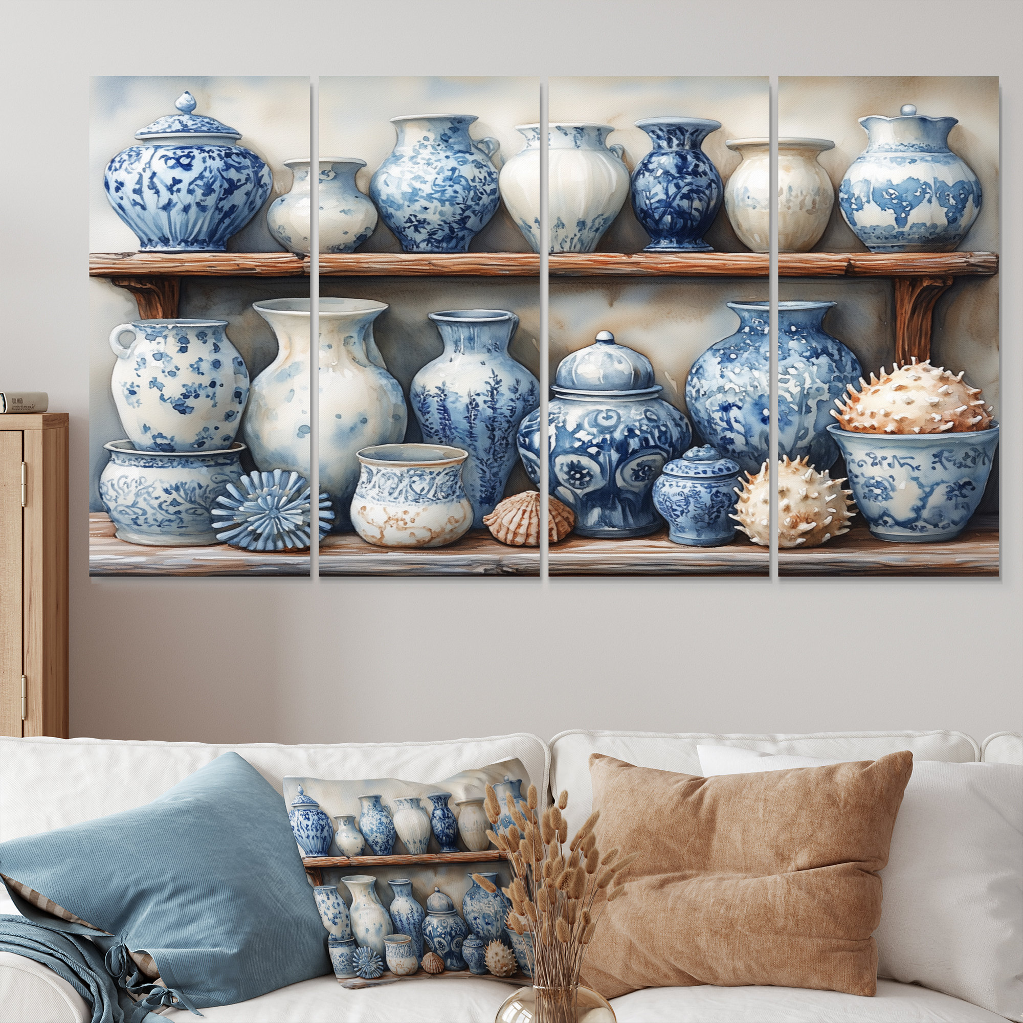 Beachcrest Home Pottery In Blue And White Tones I - Coastal Pottery ...