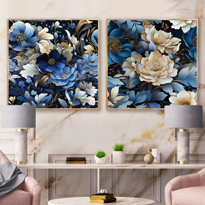 Paredes - Ensemble de 2 collages carrés floraux