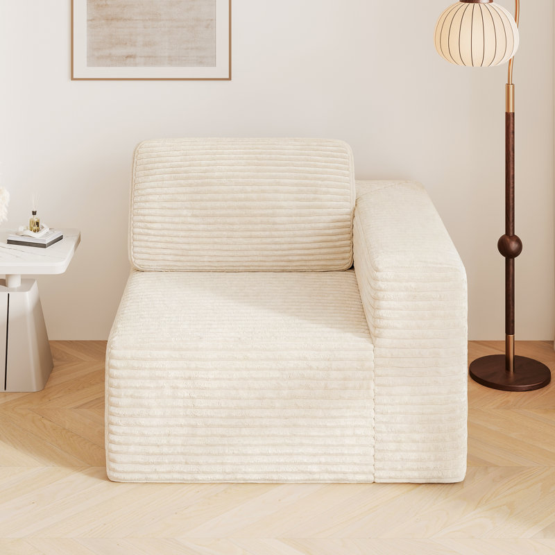 Modular Corduroy 101cm Accent Chair, Facing The Right Handrail, Beige