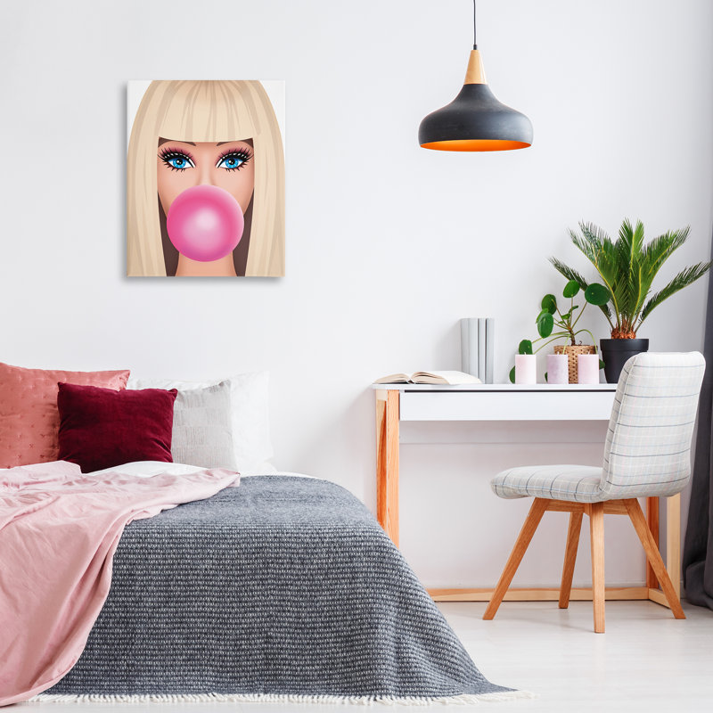 «Blonde Girl & Bubblegum» par Nataly White, H 30 po x l 24 po