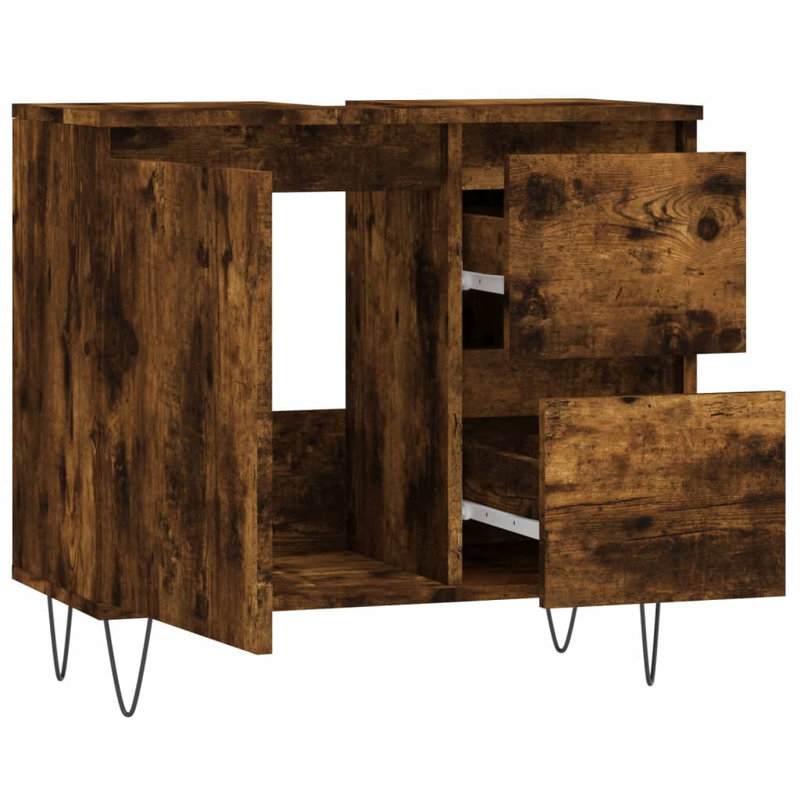 Amher Floor Mounted Bathroom Cabinet, Smoked Oak