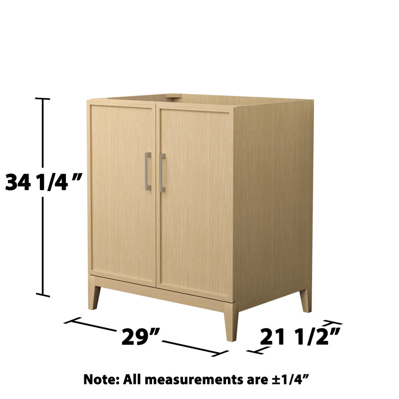 Elan 29'' W Single Bathroom Vanity Base, Tan/Brushed Nickel