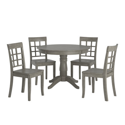 Alexa-Mae 4-Person Solid Wood Pedestal Dining Set