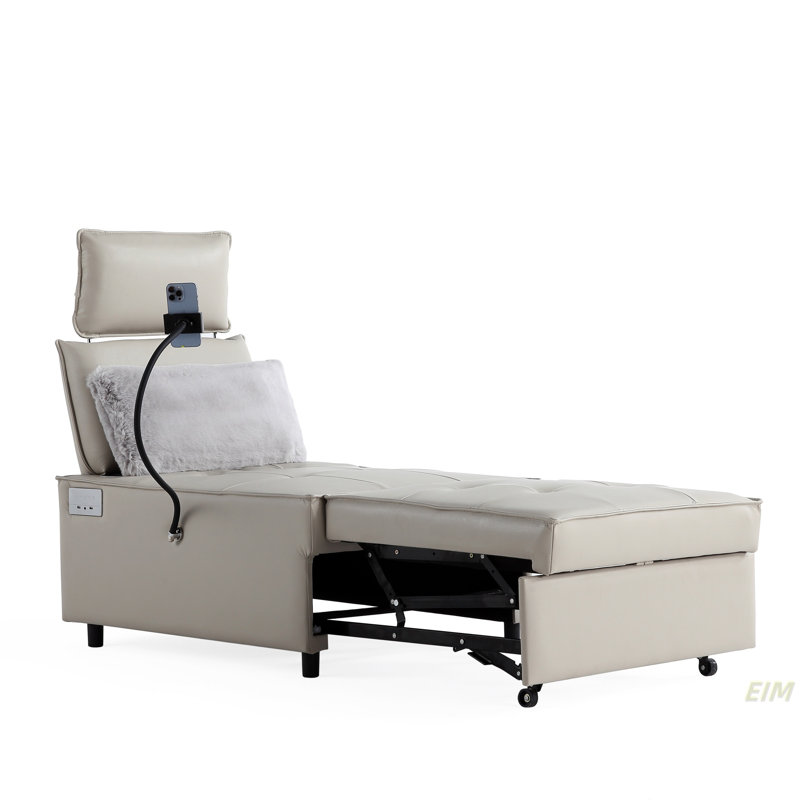 Chaise convertible, Similicuir crème