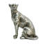 Figurine léopard Wendy assise, pierre thermolaquée, argent métallique 9 pouces