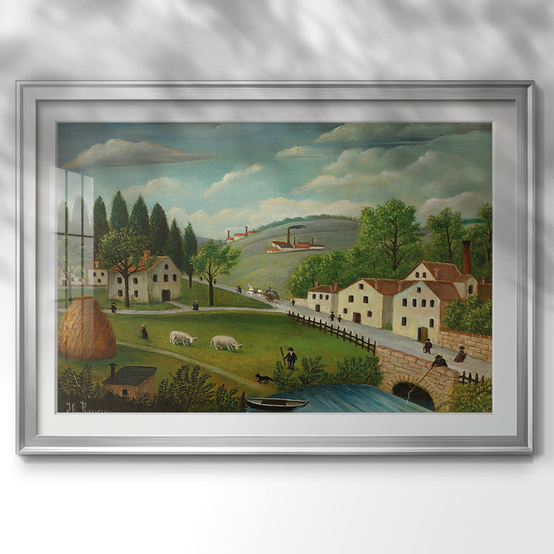 Paysage dans les Environs de Paris - Henri Rousseau - Toile tendue avec châssis, c. début du 20e siècle, 26,5 x 36,5, Argent