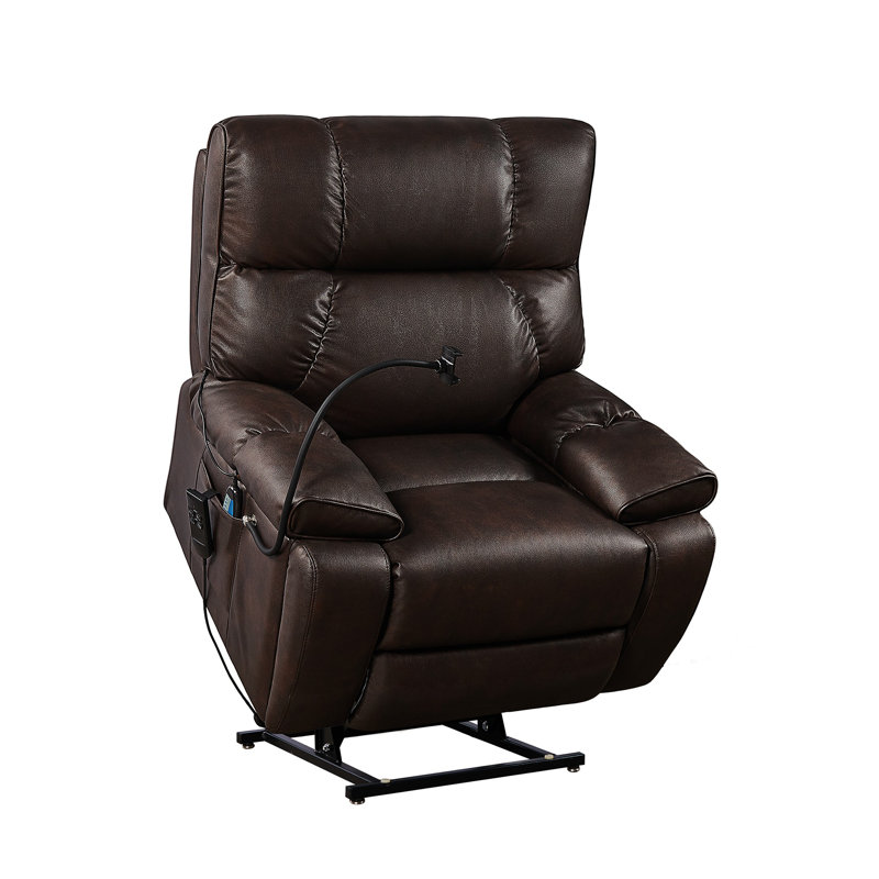 Gobrias Faux Leather Heated Massage Chair, Brown Leather