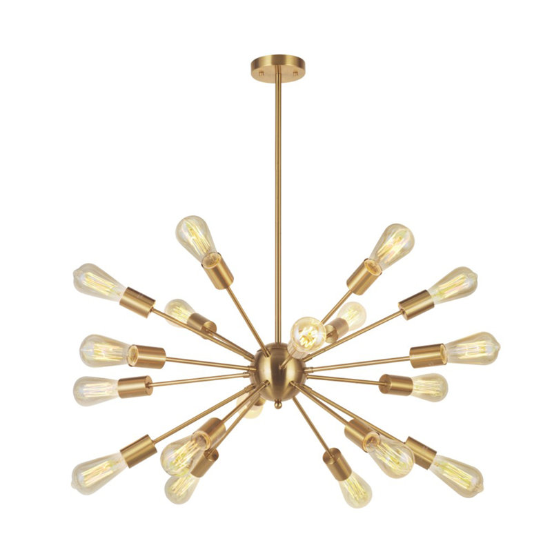 Lustre sphérique spoutnik à 18 lumières Celestino, Laiton