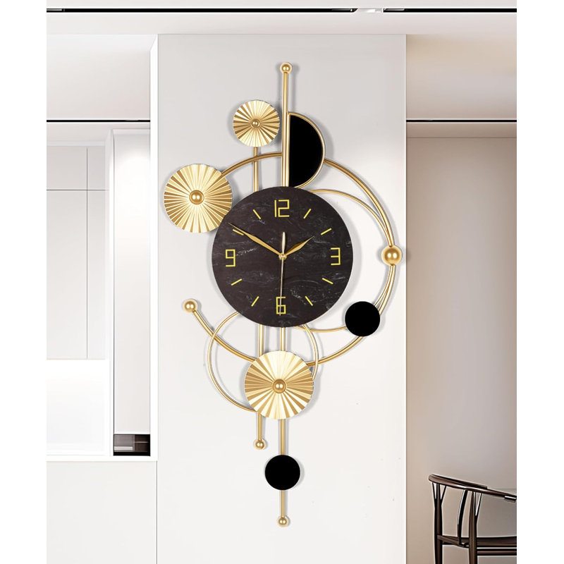 Grande horloge murale en métal - Horloge à piles silencieuse sans pile pour le salon, la chambre à coucher ou le bureau - Cadeau décoratif élégant pour la décoration intérieure
