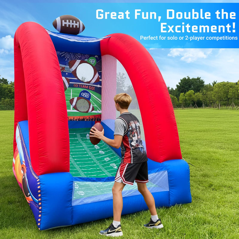 Jeu gonflable de jeu de carnaval avec 2 balles - ventilateur intégré, jeu de cible facile à installer pour une utilisation intérieure / extérieure, fêtes d'anniversaire, pelouse et utilisation commerciale