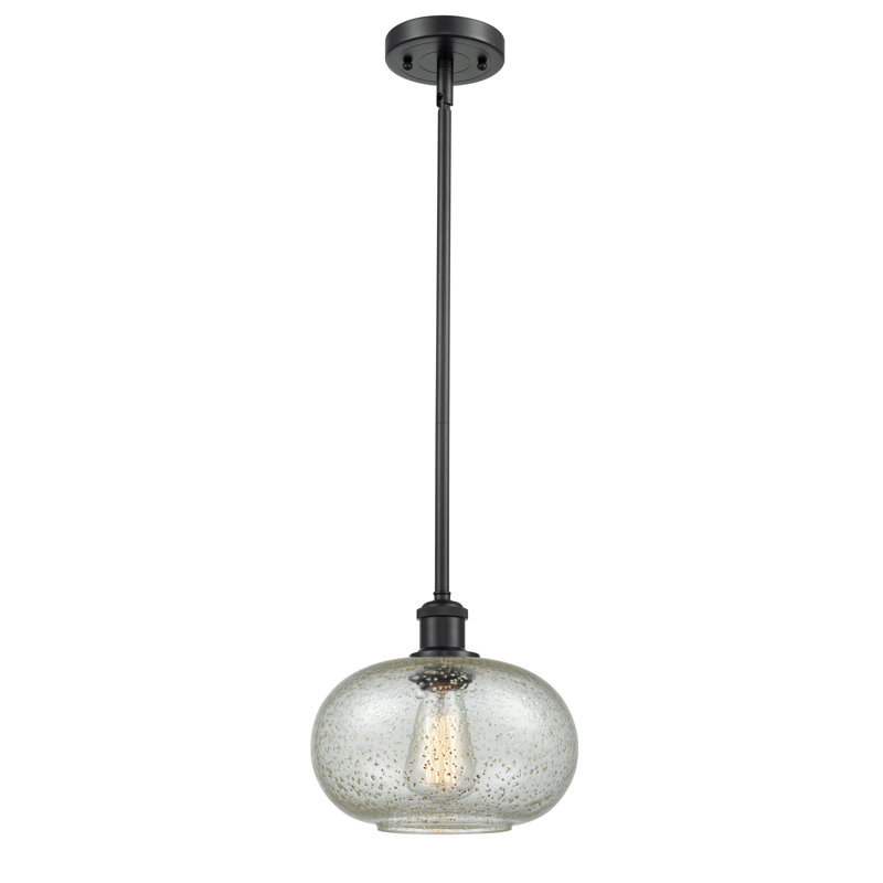 Luminaire sphère suspendu 1 lumières simple Bethlehem, Mica, Ampoule DEL rétro de 3,5 watts, Noir mat