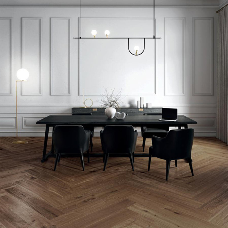 Simple rectangular solid wood dining table, 29.53" H x 78.74" L x 31.50" W