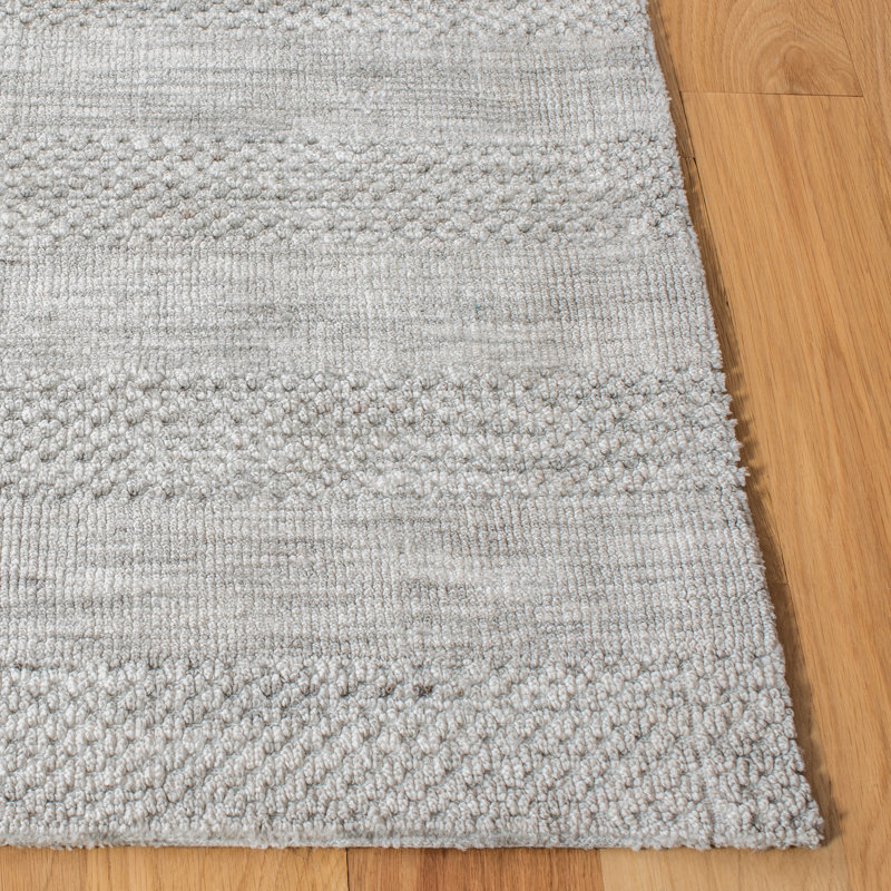 Tapis géométrique en laine / coton touffeté à la main vert foncé / noir, Rectangle 3 pi x 5 pi