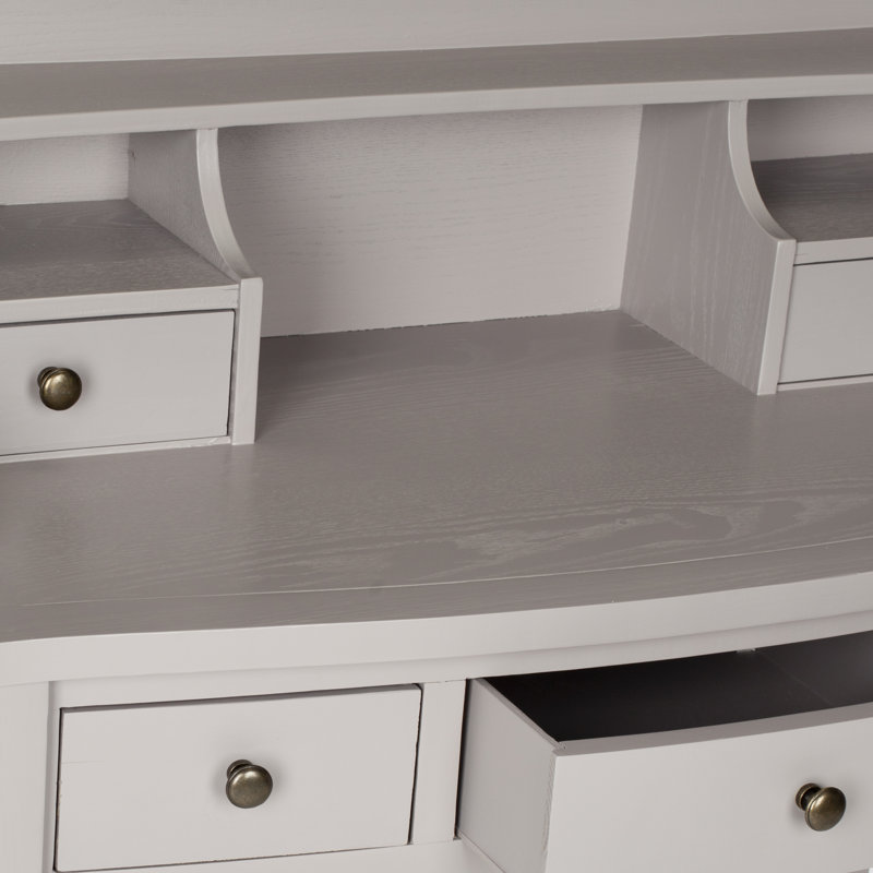 Beecher Solid Wood Writing Desk, Grey