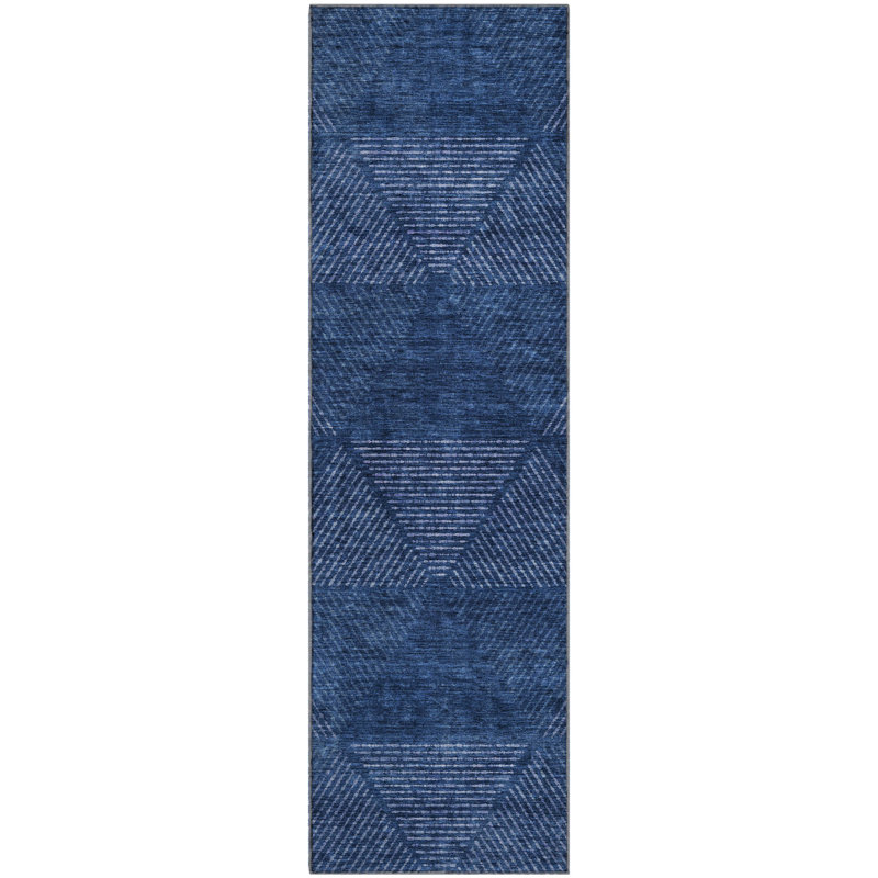 Premium Machine Washable Prisco Navy Rug, Runner 2'3" x 7'6"
