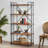 Kaeden  Ladder Bookcase with Wood Shelves & Iron Frame-1377231331