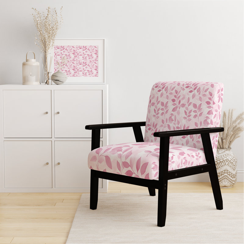 Chaise rembourrée Floral, Accoudoirs carrés noirs