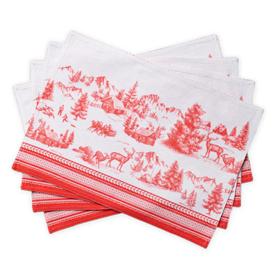 Maison d'Hermine Winter Jouy 100 % coton Ensemble de table 4 - 13 po x 19 po