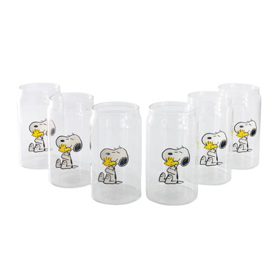 Gibson Peanuts 6 Piece 16 Ounce Glass Tumblers In Clear