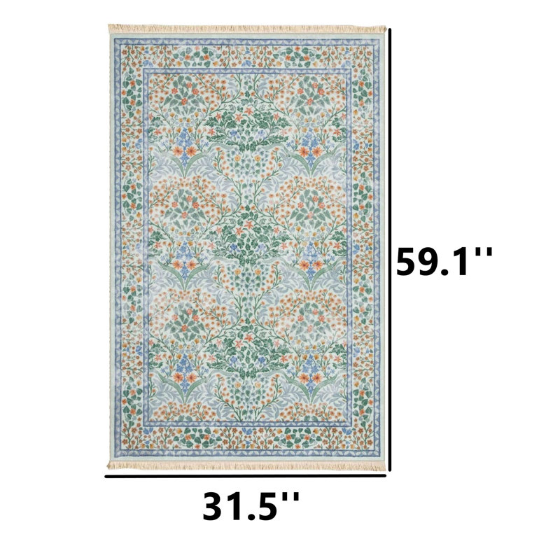 Tapis bleu clair Garden Lattice, Vert