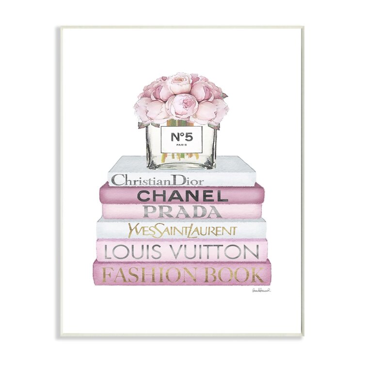 Stupell Industries Watercolor High Fashion Book Stack Padded Pink