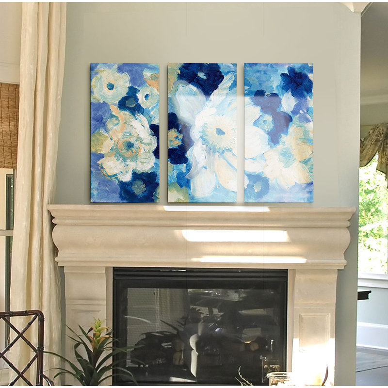 «Blue Nocturne II», ensemble de 3 reproductions d'art sur toiles, H 24 po x l 48 po x P 1,5 po