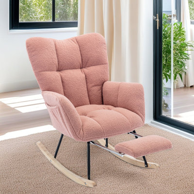 Chaise berçante en tissu avec repose-pieds Teddy