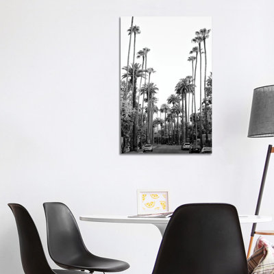 Black California Series - Los Angeles Palm Trees 1 Piece Wrapped Canvas Wall Art