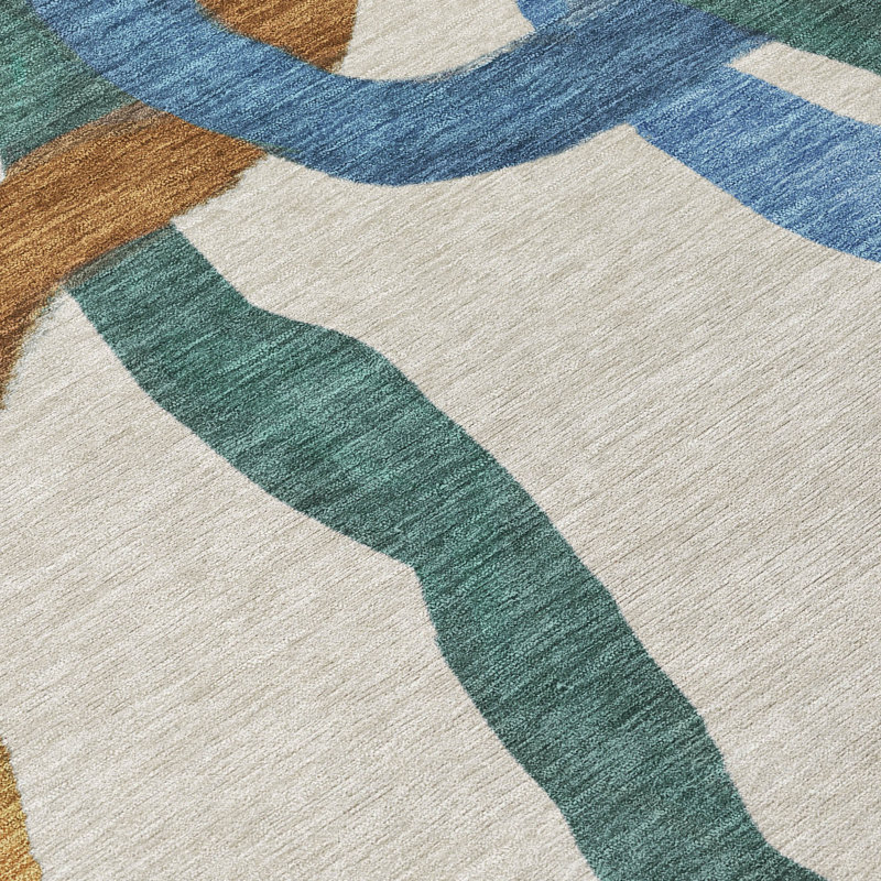 Machine Washable Indoor/Outdoor Lanning ACN2394 Abstract Rug, Rectangle 1'8" x 2'6"