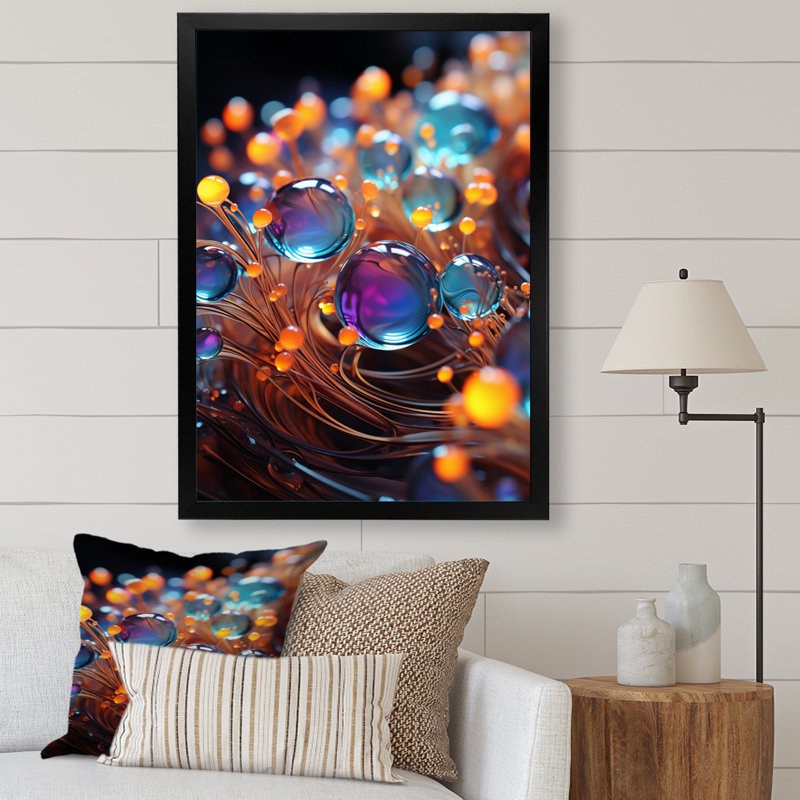 Molécules 3D 3D photographie I - formes abstraites, art mural, salon, H 40 po x l 30 po x P 1,5 po, Cadre simple noir