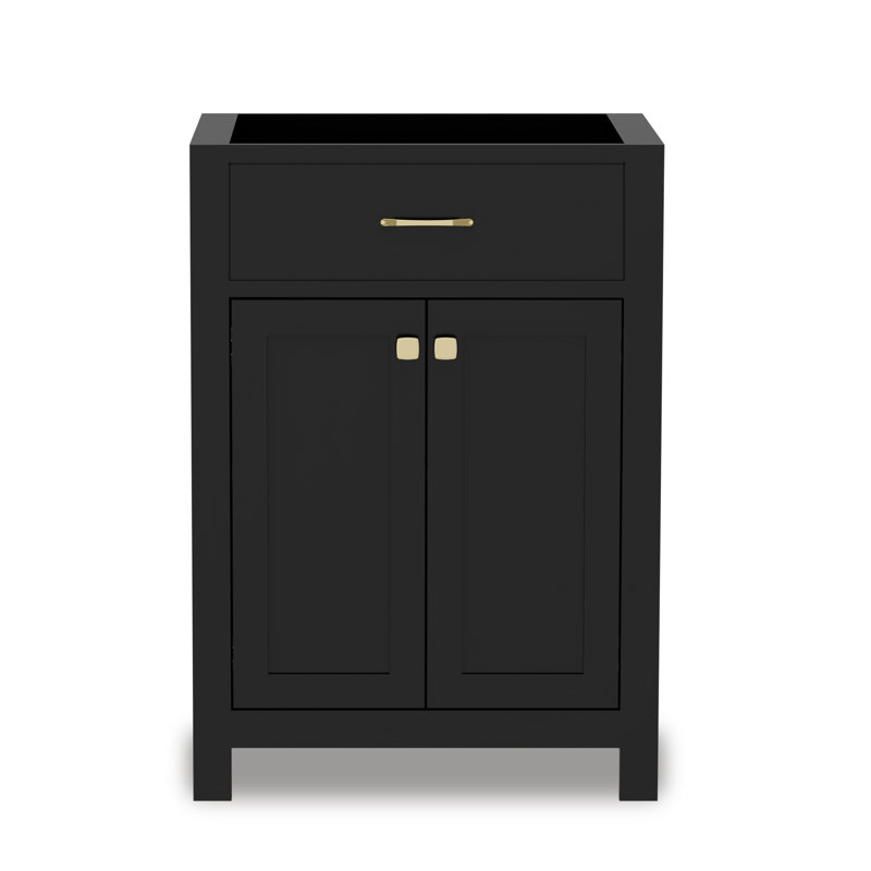 24" Freestanding Single Bathroom Vanity Base Only, Sink not Included, Gold, Black