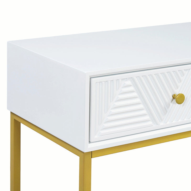 Console Table Two Drawers, White