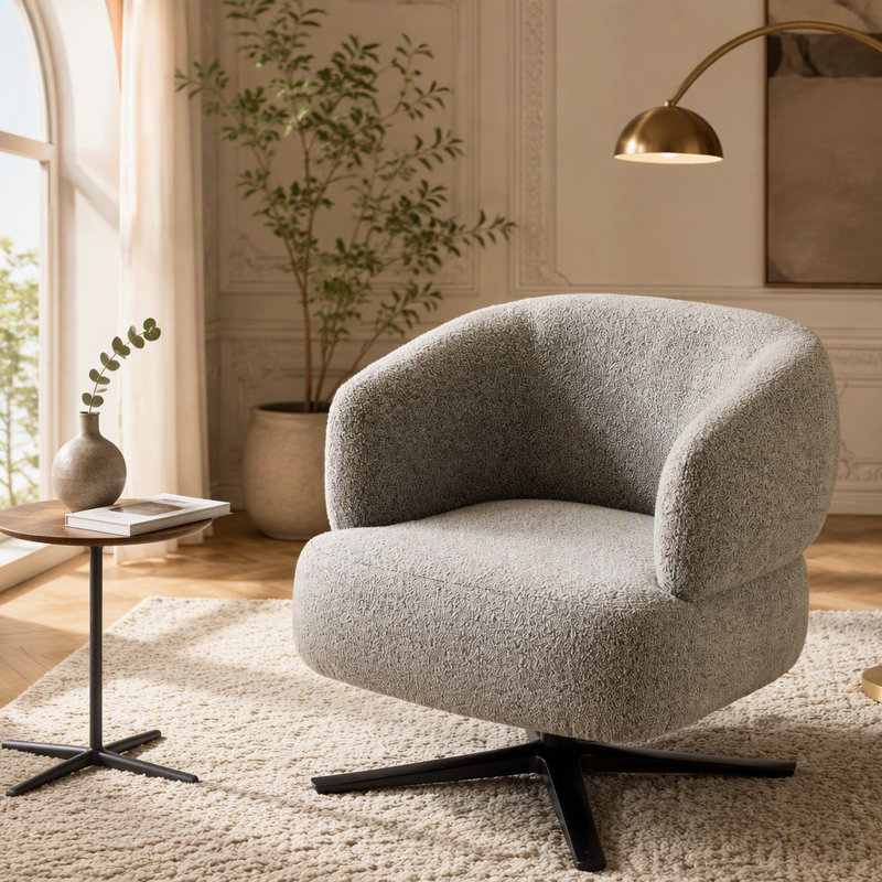 Canapé de loisir pivotant Cuddle, adapté aux balcons, aux bureaux et aux salons, gris, Antique Grey Polyester, Black