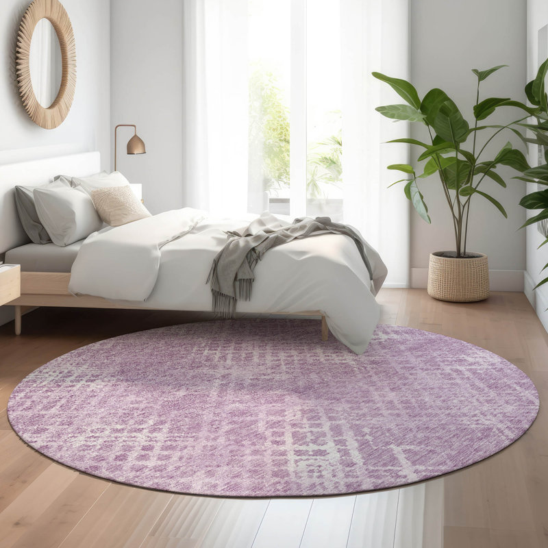Tapis lavande Prisco lavable à la machine de qualité supérieure, Rond 8 pi