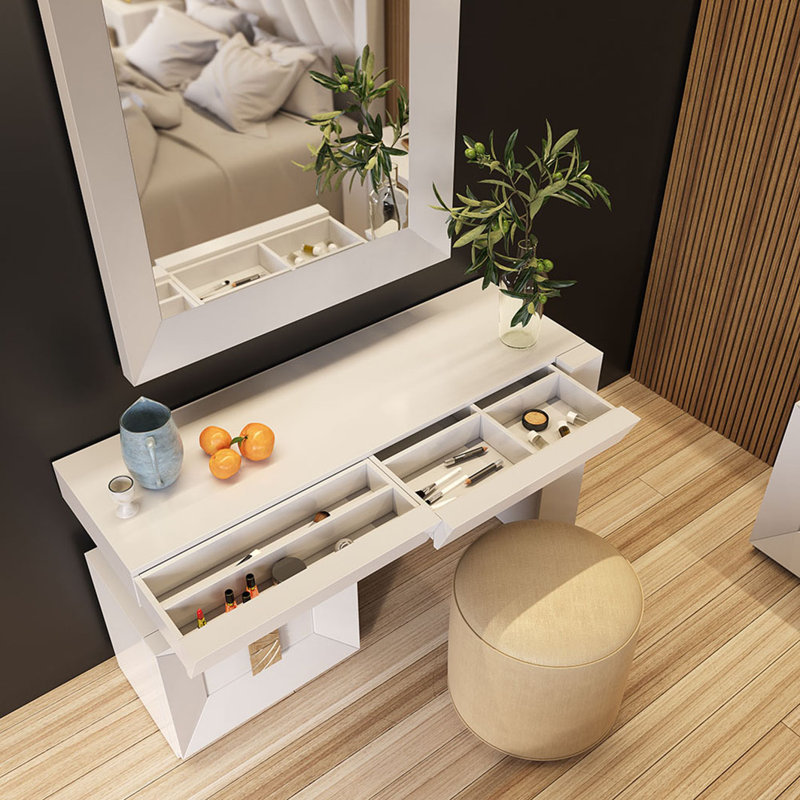 Ensemble de coiffeuse avec tabouret, Mat