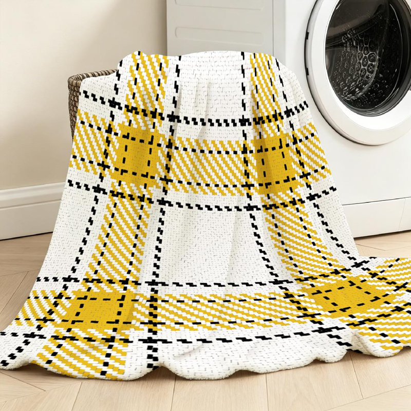 Jeté en molleton noir ultra doux en flanelle, motif bûcheron à imprimé tendance, Jeté 30 po x 40 po