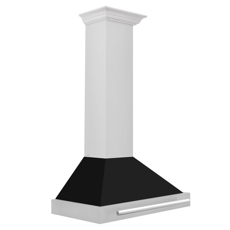 30" Stainless Steel and Black Matte Wall Mounted Range Hood
