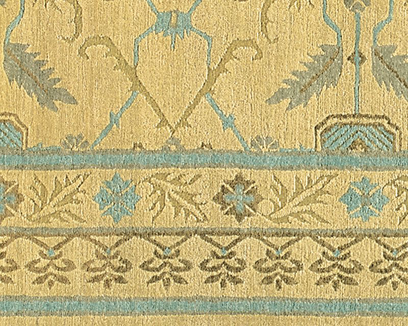 Etienne Wool Geometric Area Rug in Beige/Blue, Rectangle 6' x 9'