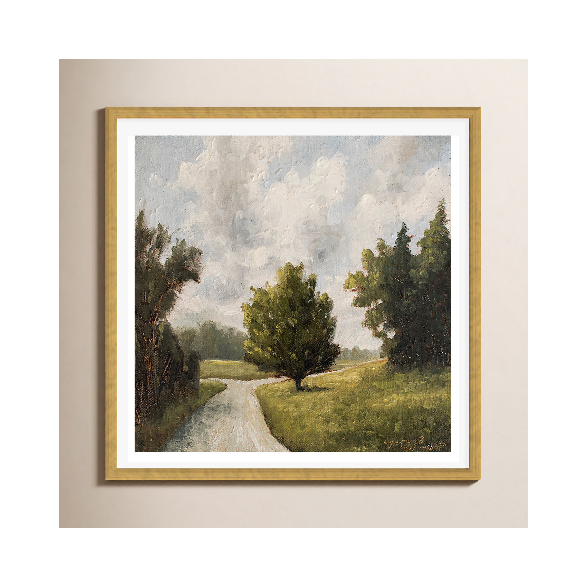 Around The Bend by Miss Mustard Seed, Espresso Framed Canvas, 30" H x 30" W x 2" D, No