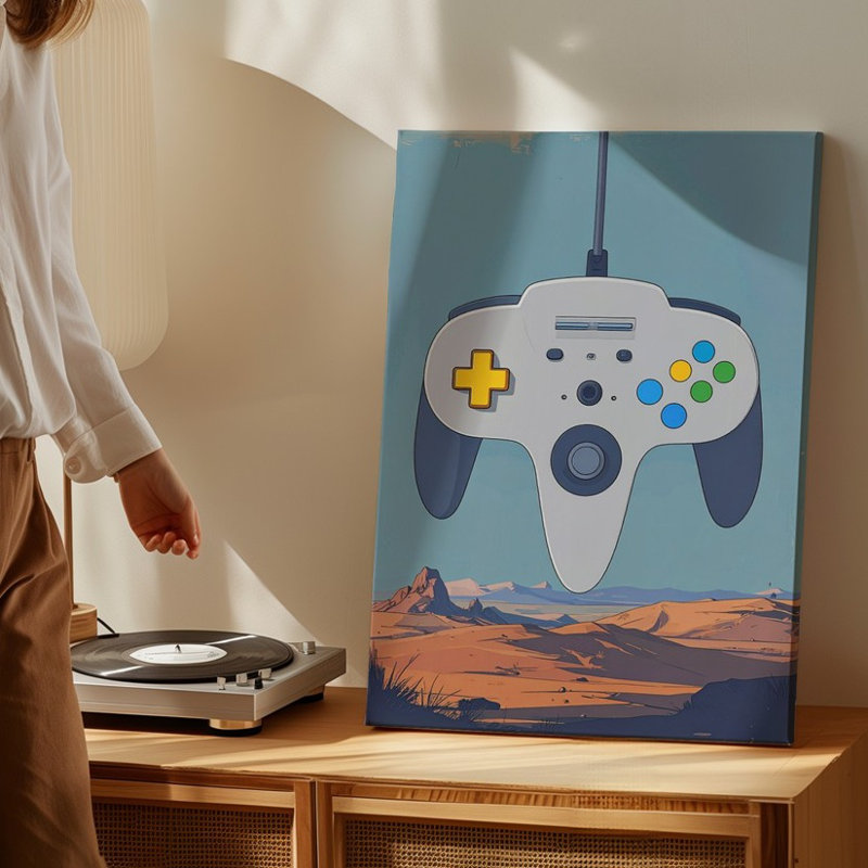 Console de jeu de console de jeu vidéo minimaliste de console de jeu 64 de certaines formes d'art en direct prêt à accrocher